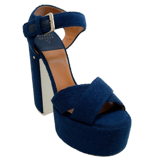 Laurence Dacade Navy Blue Terry Rosella Platform Sandals