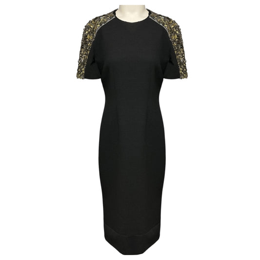 Burberry Charcoal Grey Bejeweled Short Sleeved Midi Dress