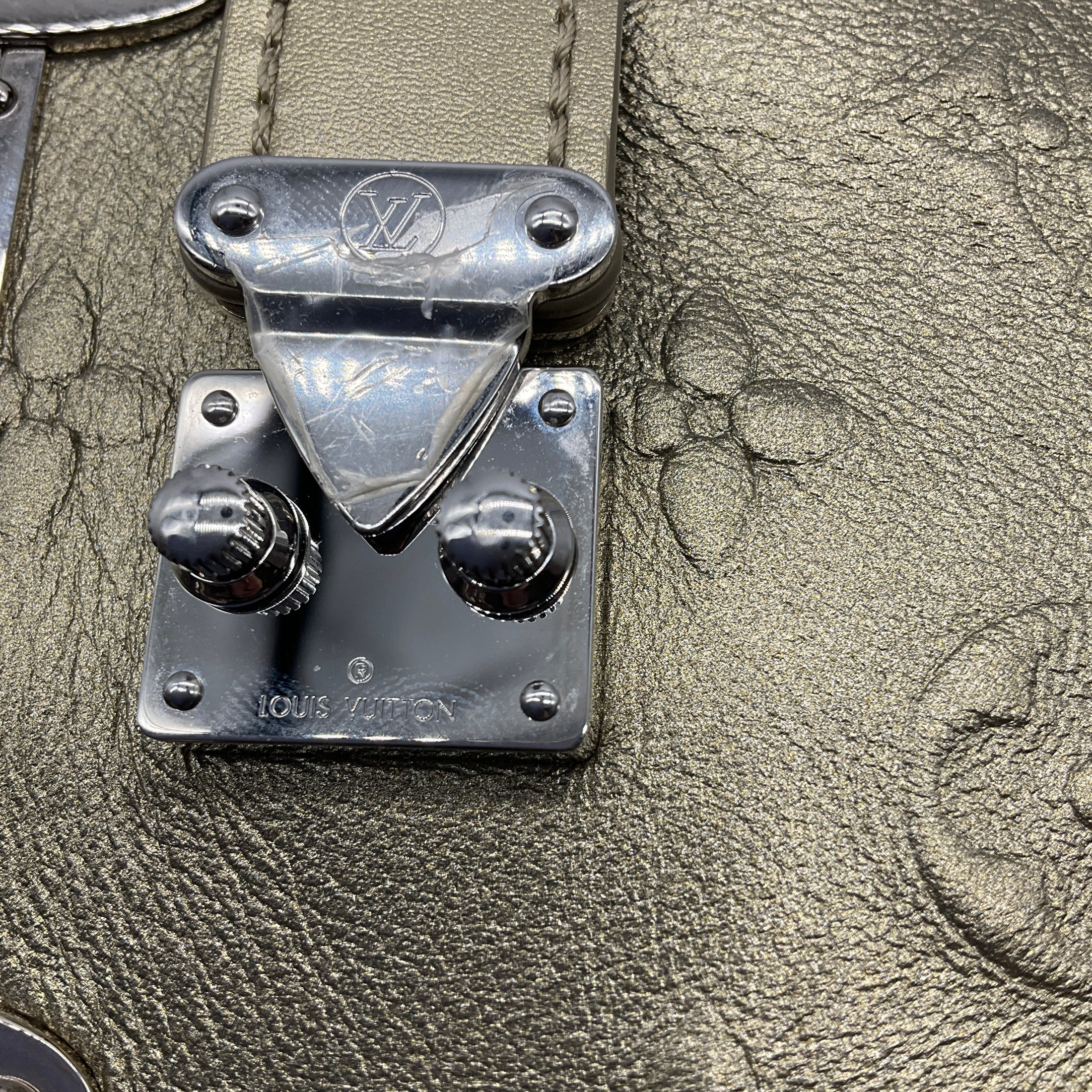 Louis Vuitton Light Gold Metallic Calfskin Side Trunk Handbag