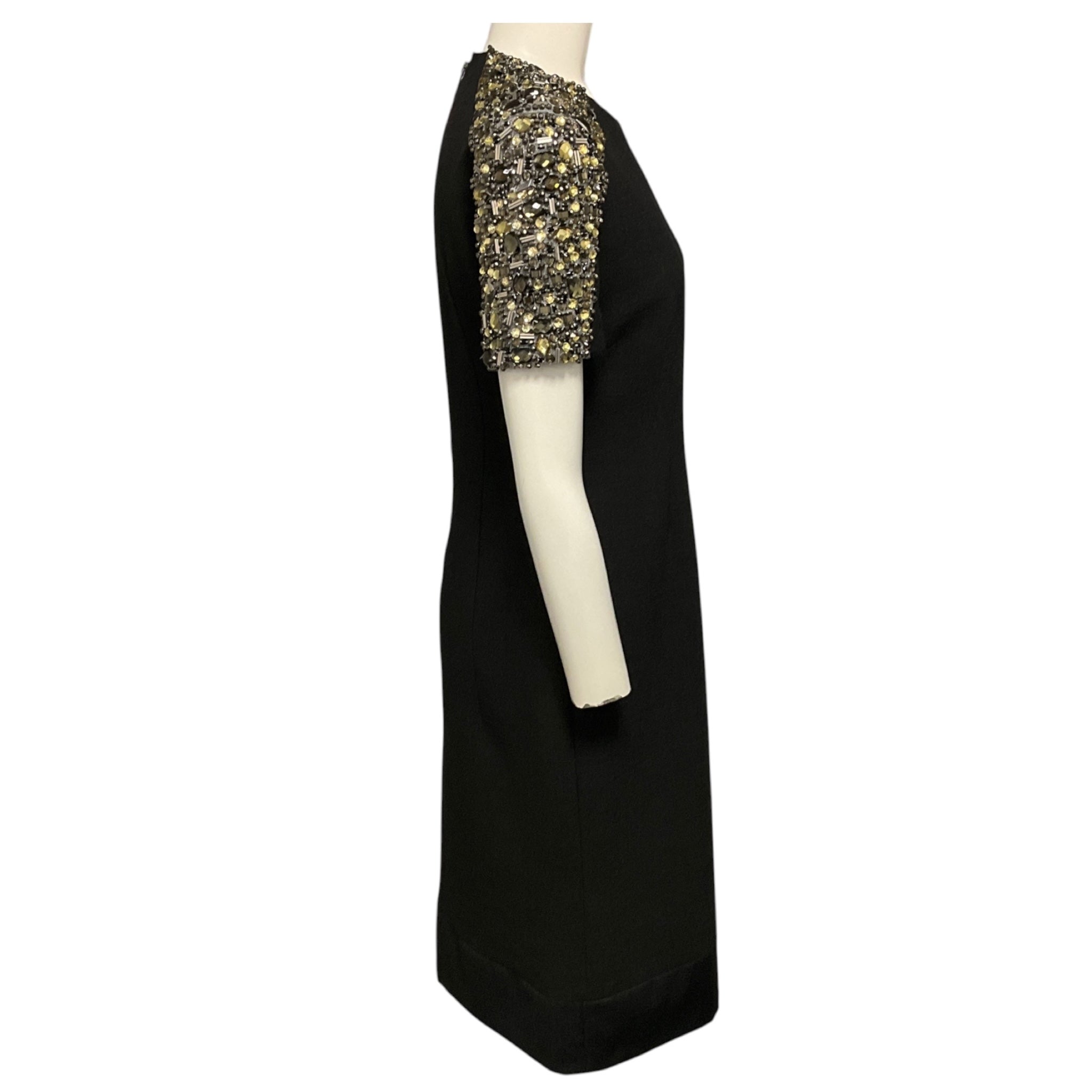 Burberry Charcoal Grey Bejeweled Short Sleeved Midi Dress