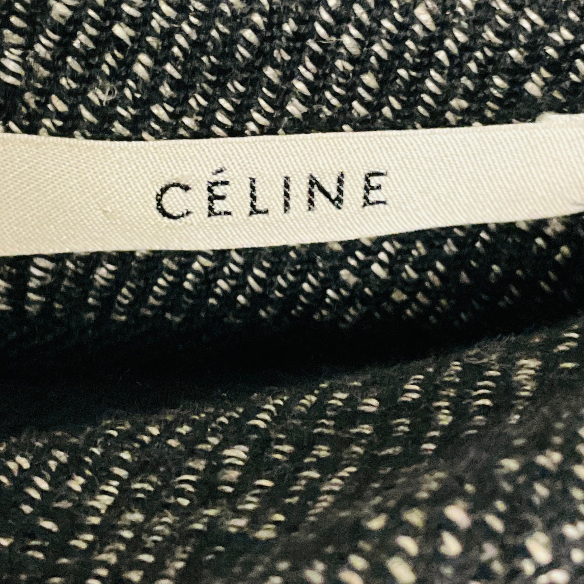 Celine Black / White Wool Tweed Flared Skirt