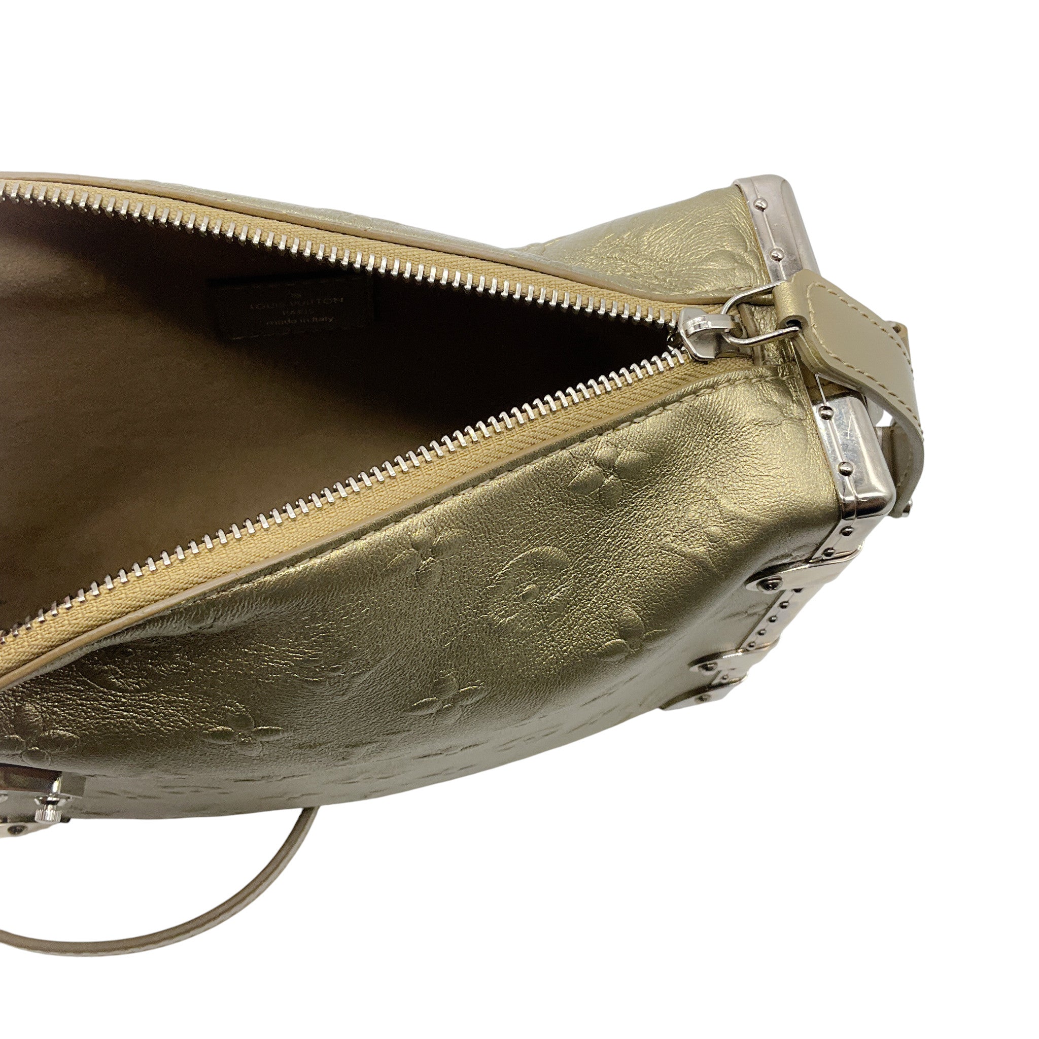Louis Vuitton Light Gold Metallic Calfskin Side Trunk Handbag