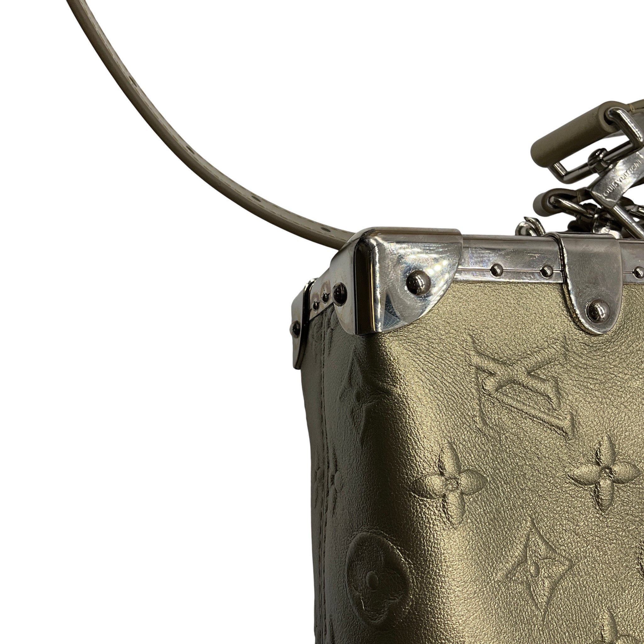 Louis Vuitton Light Gold Metallic Calfskin Side Trunk Handbag