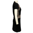 Load image into Gallery viewer, Valentino Black / Nude Lace Trimmed Short Sleeved Knit Midi Dress
