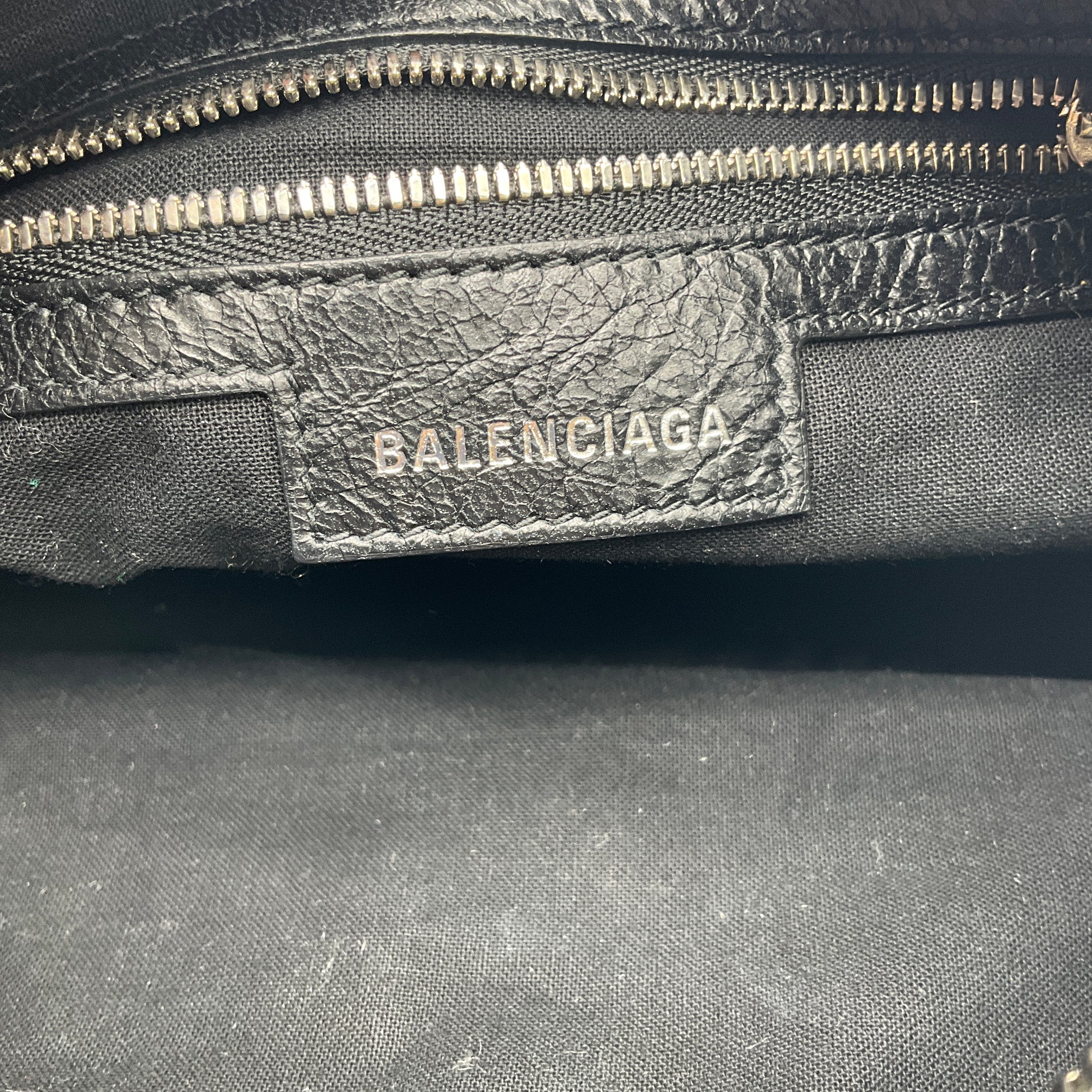 Balenciaga Black Le Cagole Small Shoulder Bag in Arena Lambskin with Aged Silver Hardware