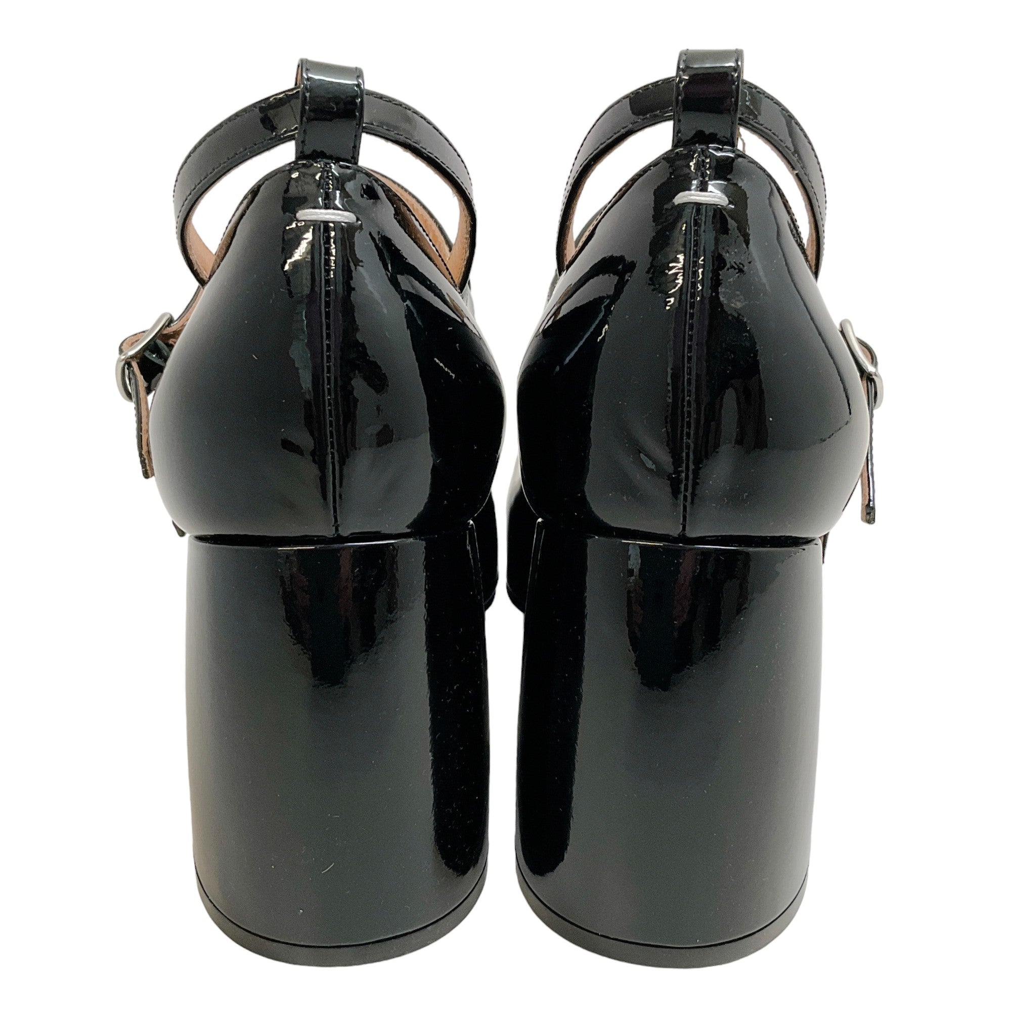Maison Margiela Black Patent Leather 3 Strap Mary Jane Pumps