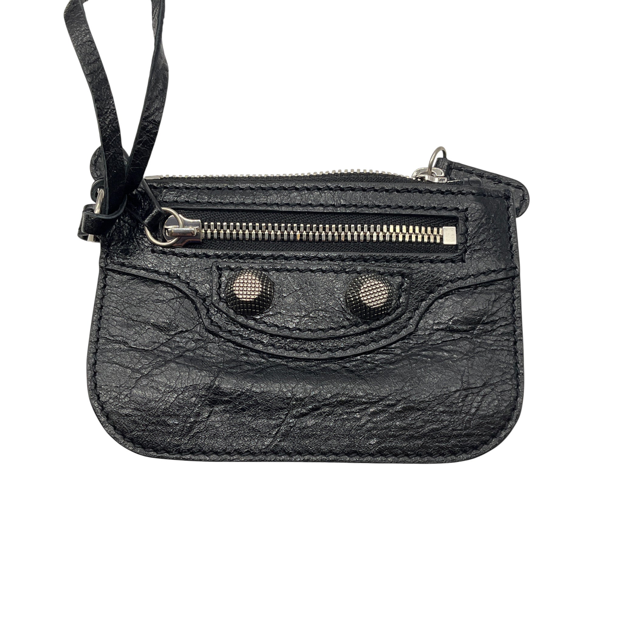 Balenciaga Black Le Cagole Small Shoulder Bag in Arena Lambskin with Aged Silver Hardware