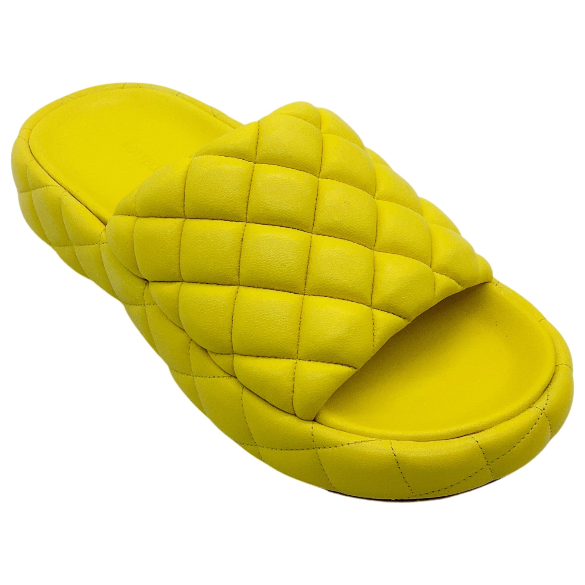 Bottega Veneta Yellow Leather Padded Slide Sandals
