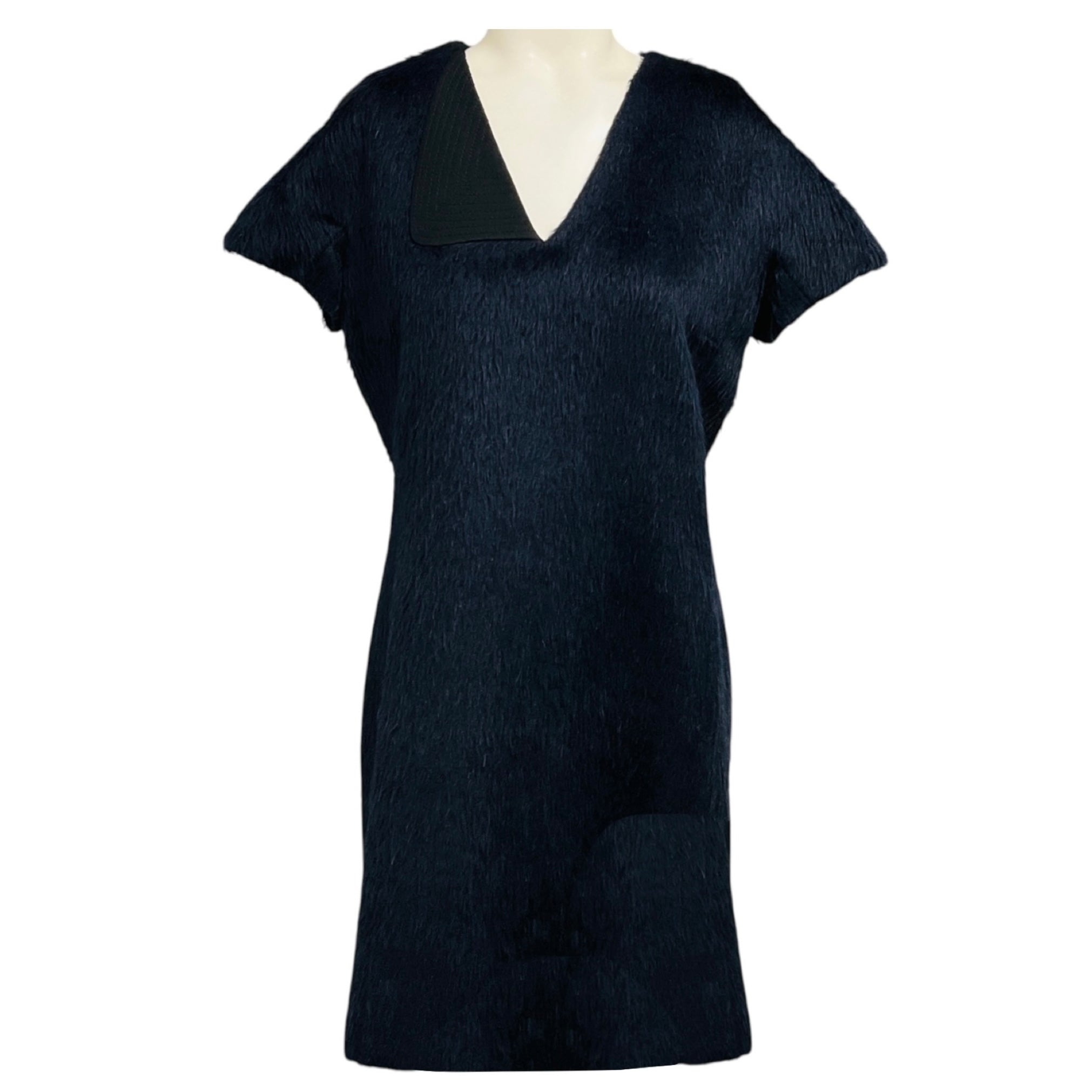 Marc Jacobs Navy Blue Hairy Wool Mini Dress