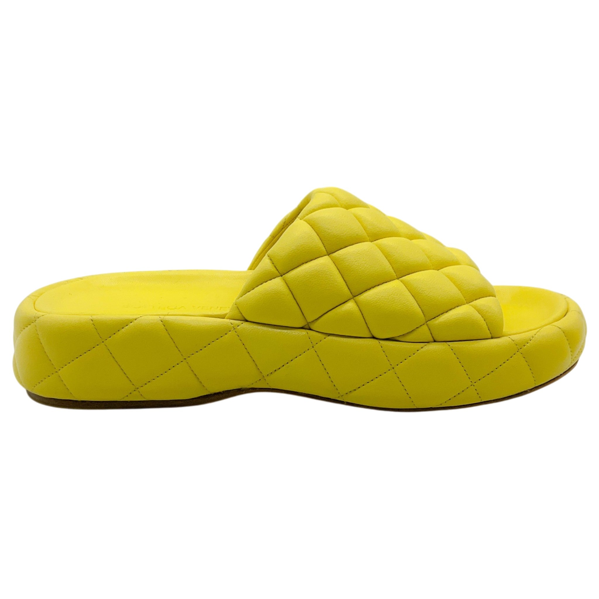 Bottega Veneta Yellow Leather Padded Slide Sandals