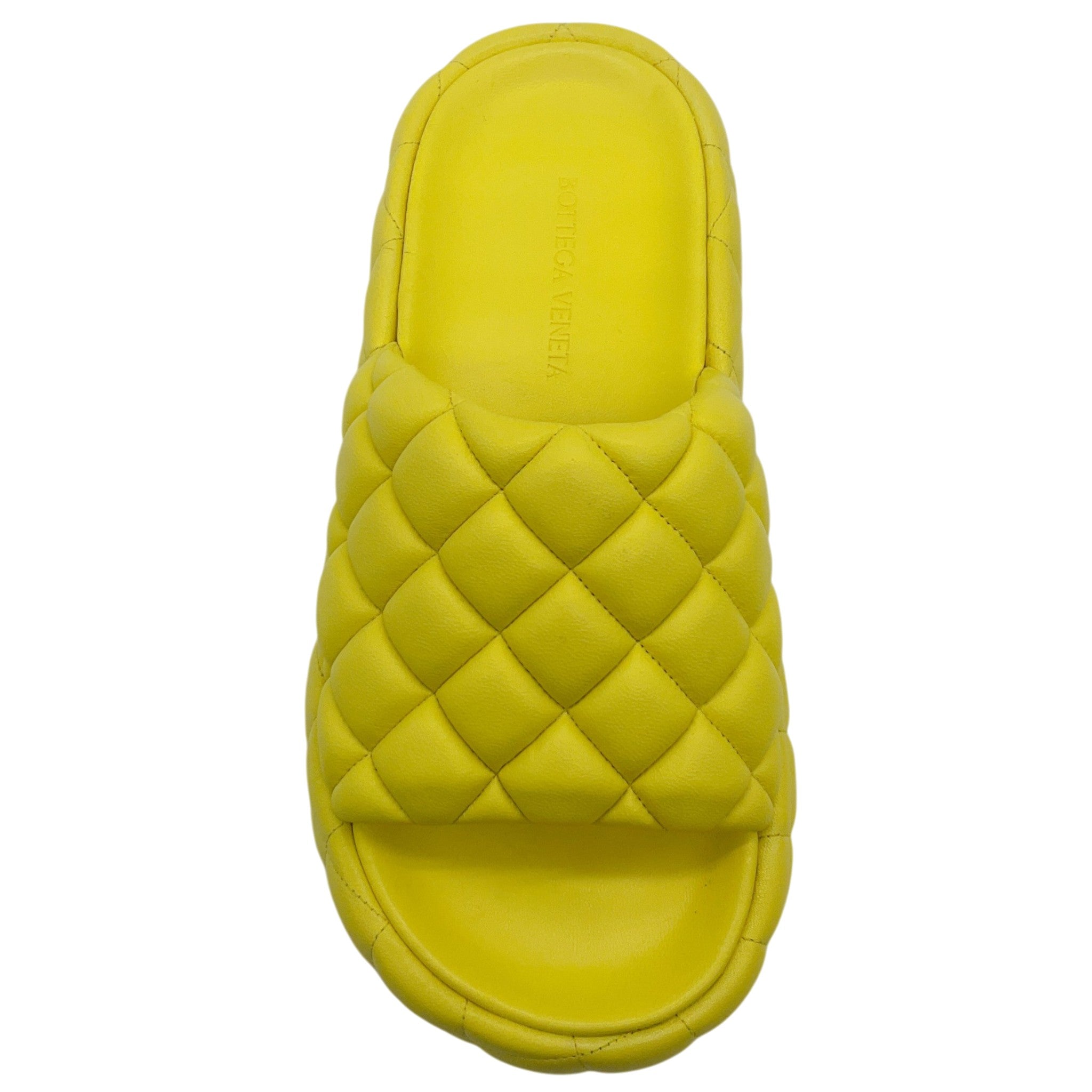 Bottega Veneta Yellow Leather Padded Slide Sandals
