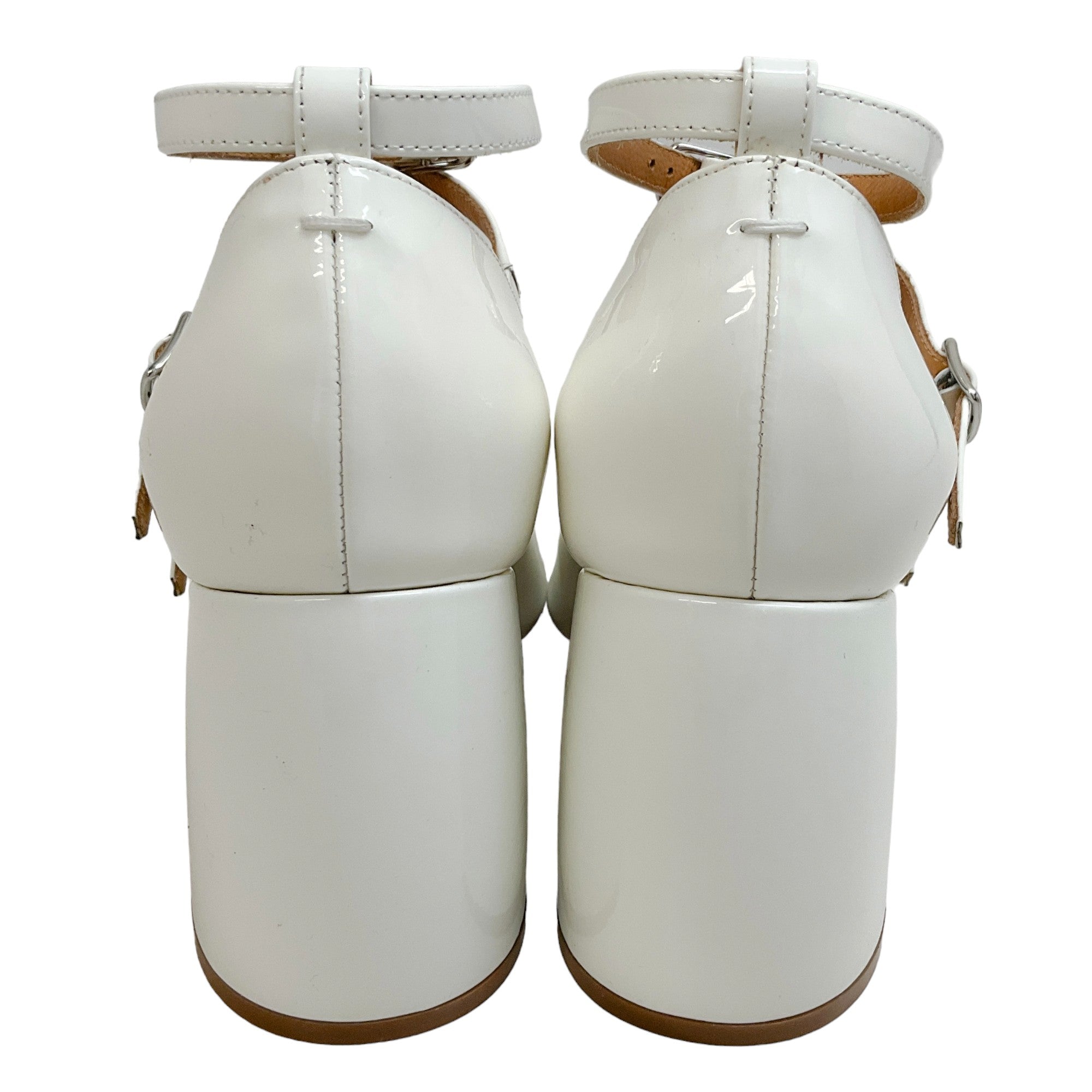 Maison Margiela White Patent Leather 3 Strap Mary Jane Pumps