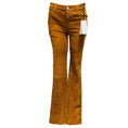 Load image into Gallery viewer, SPRWMN Cognac Flower Five Pocket Suede Micro Flare Pants
