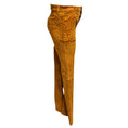 Load image into Gallery viewer, SPRWMN Cognac Flower Five Pocket Suede Micro Flare Pants
