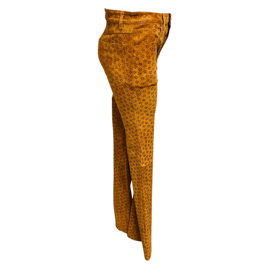 SPRWMN Cognac Flower Five Pocket Suede Micro Flare Pants