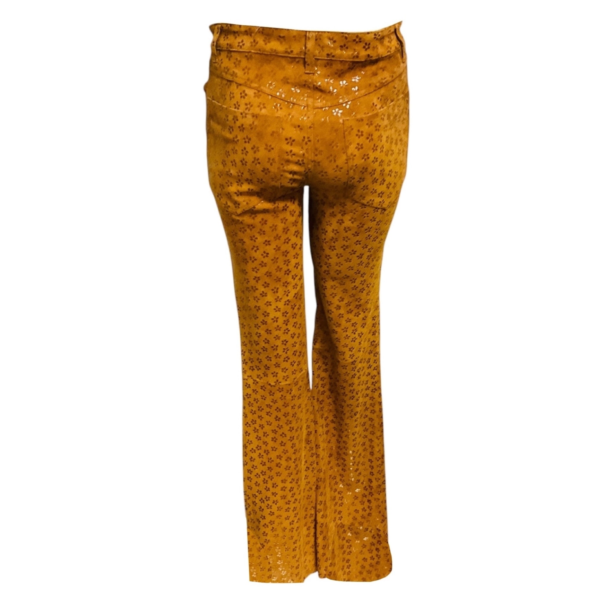 SPRWMN Cognac Flower Five Pocket Suede Micro Flare Pants
