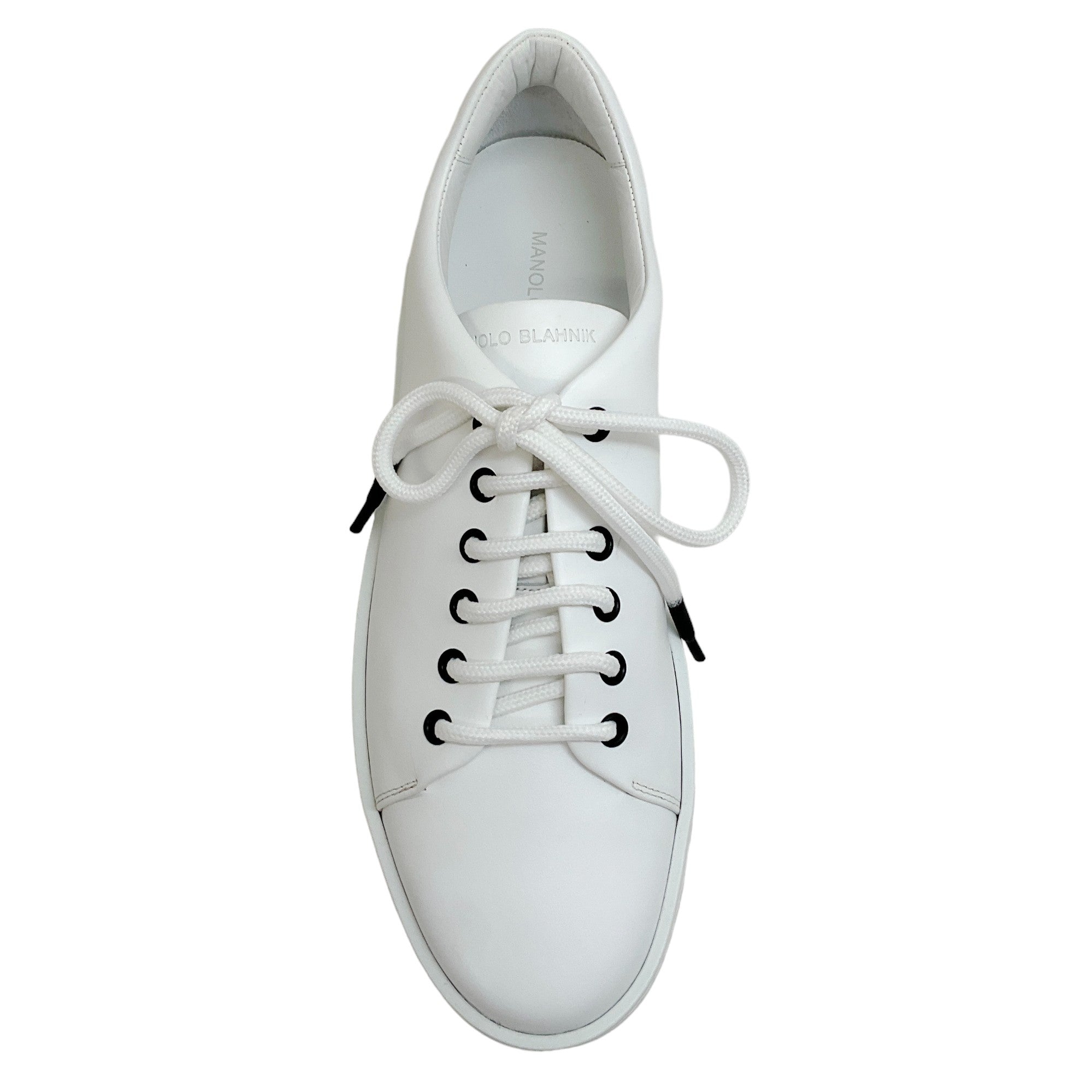 Manolo Blahnik White Leather Semanada Sneakers