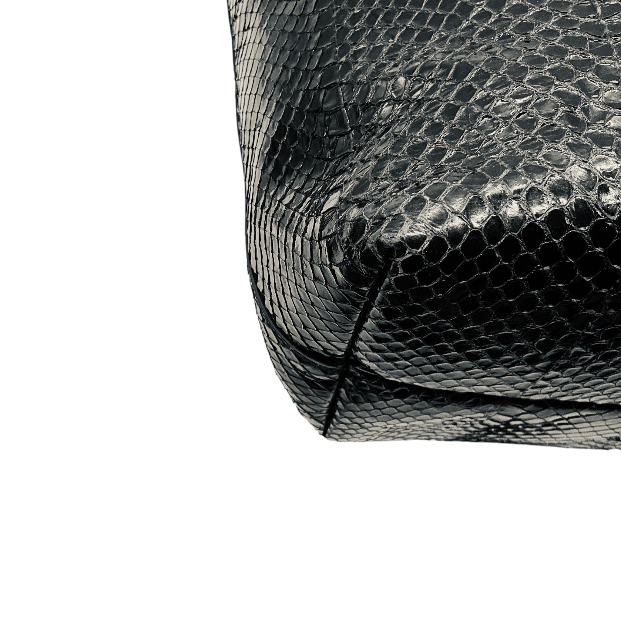 Salvatore Ferragamo Black Snakeskin Leather Double Top Handle Tote Handbag