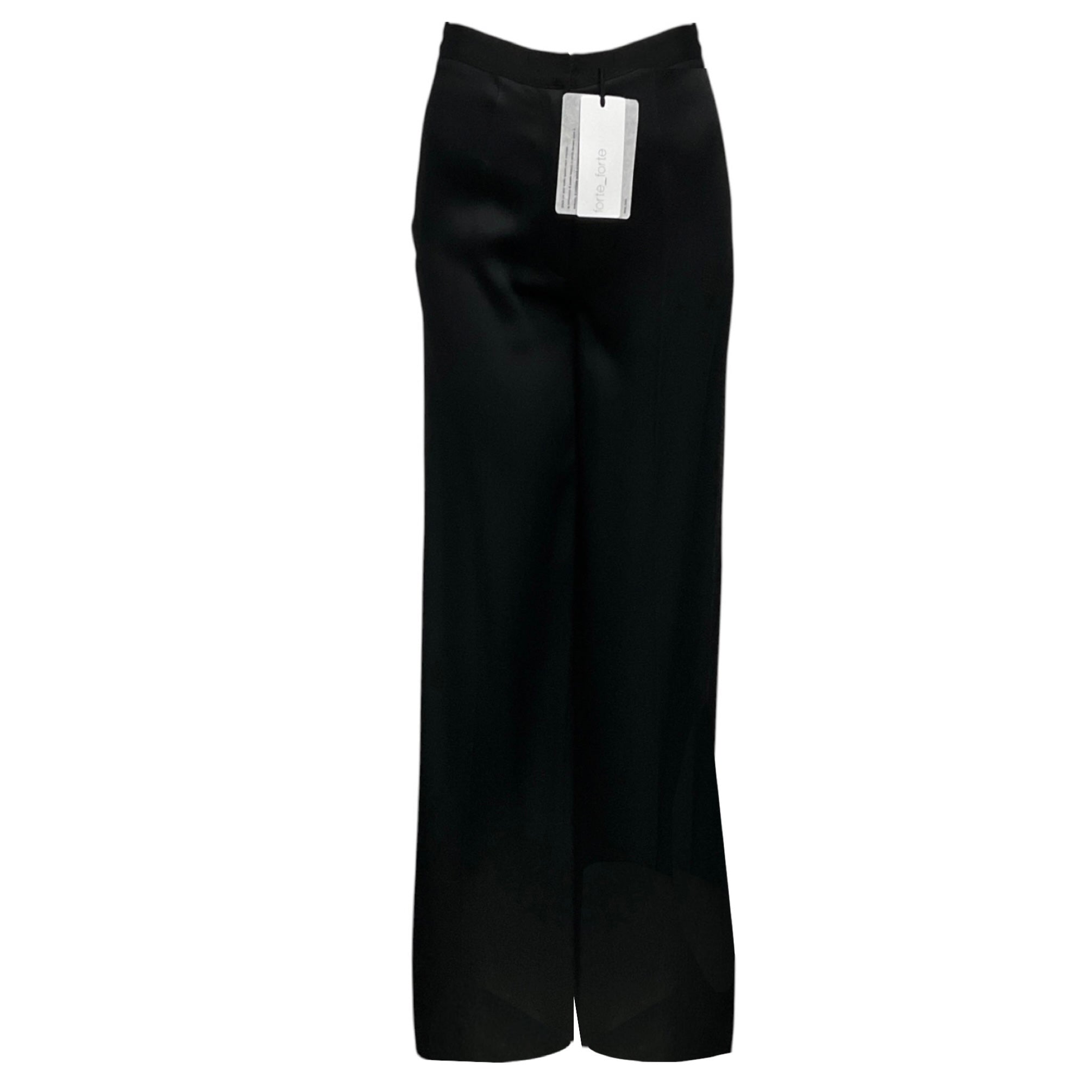 forte_forte Black Embroidered Fluid Satin Pants