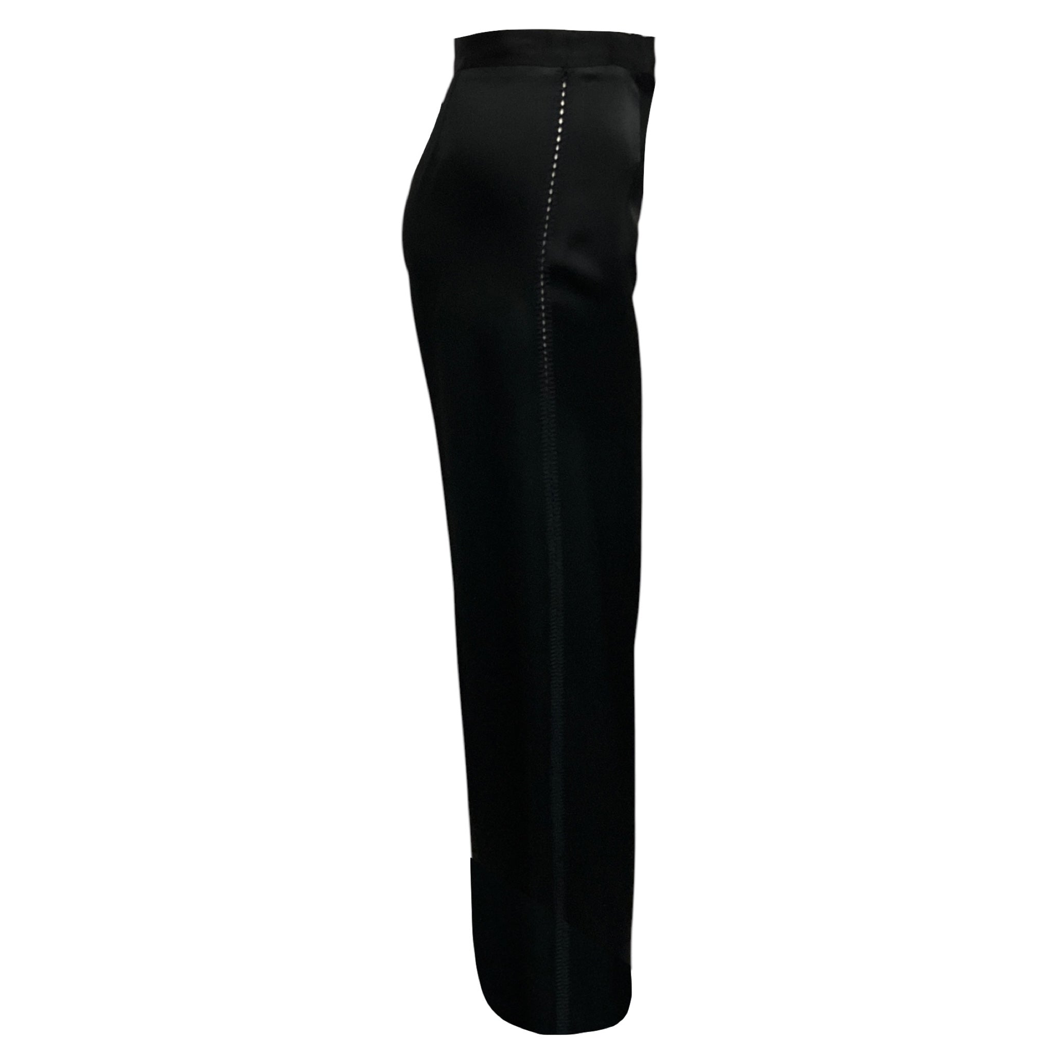 forte_forte Black Embroidered Fluid Satin Pants