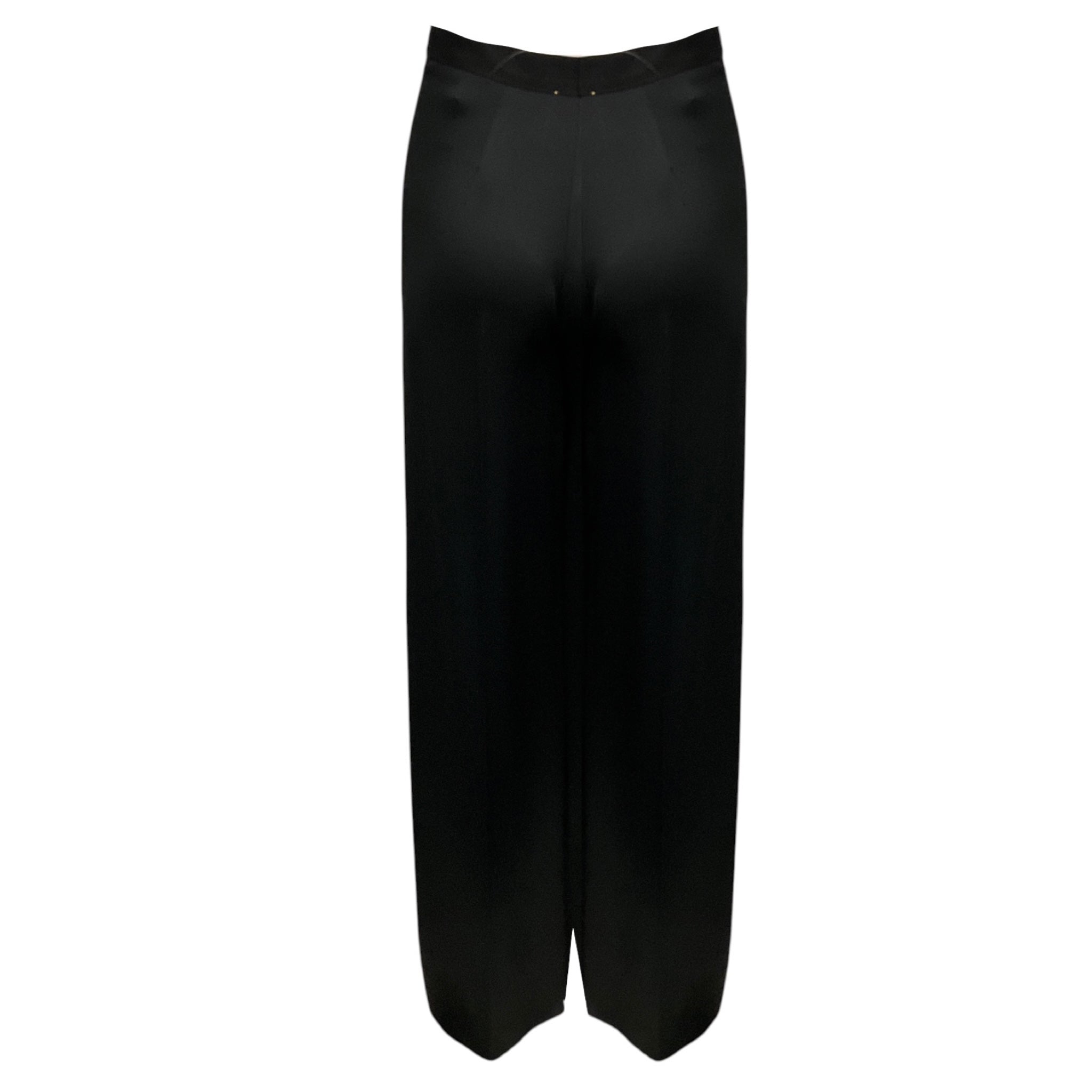 forte_forte Black Embroidered Fluid Satin Pants