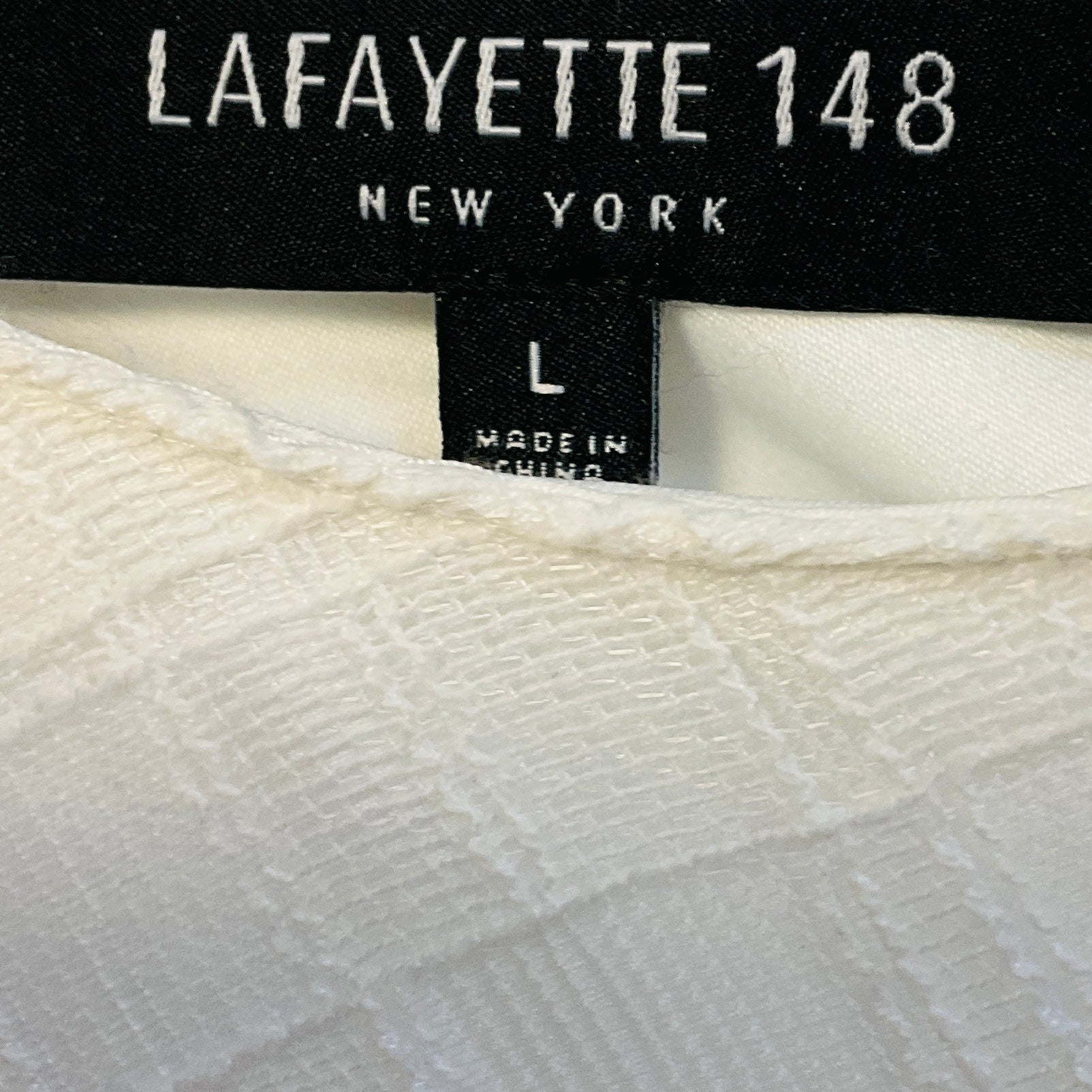 Lafayette 148 New York White Grid Pattern Sleeveless Midi Dress