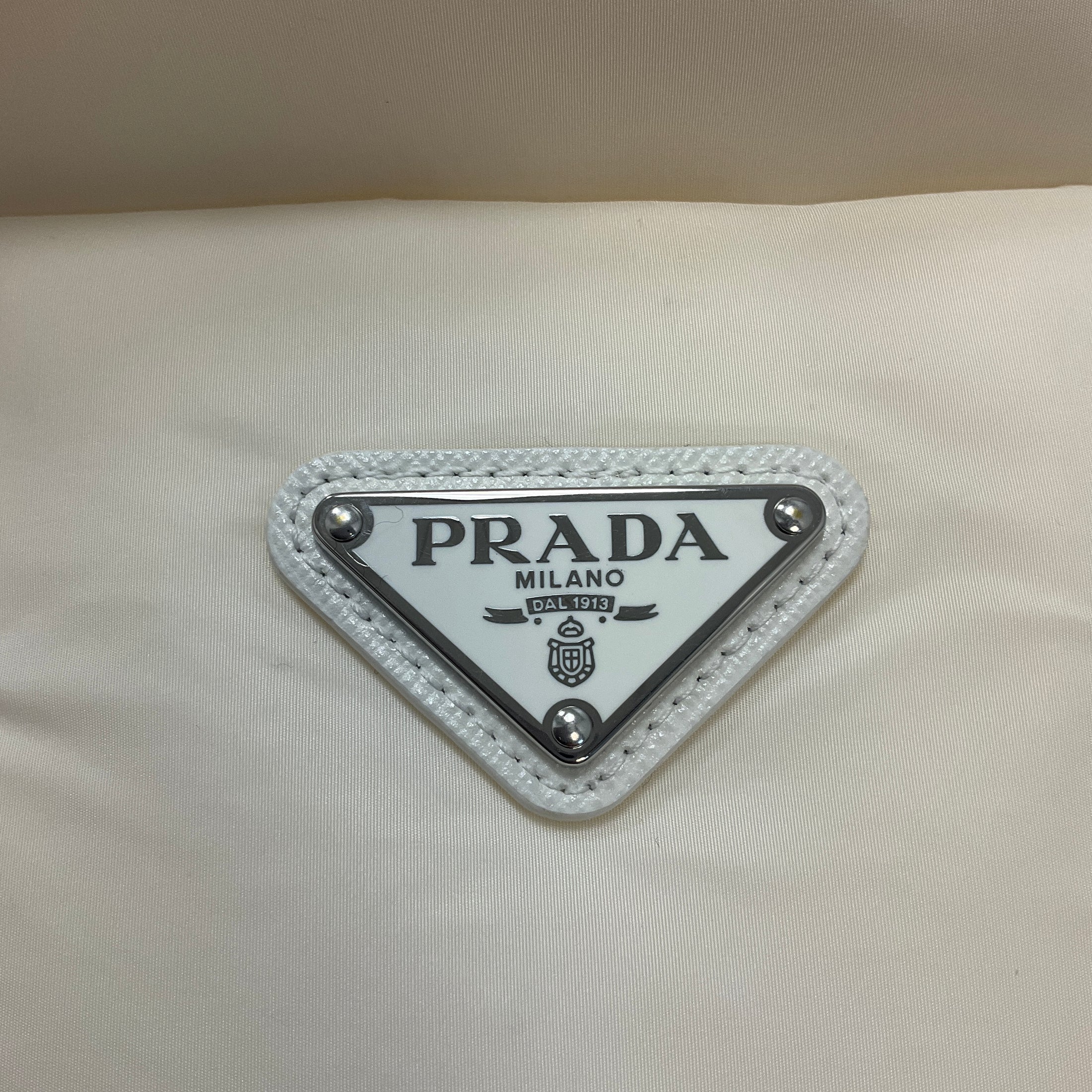 Prada Ivory Logo Plaque Re-Nylon Padded Jacket