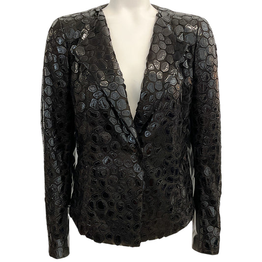 Akris Black Patent Animal Print Jacket
