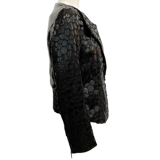 Akris Black Patent Animal Print Jacket