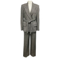Load image into Gallery viewer, Max Mara Beige / Brown Houndstooth Patterned Wool Jacket and Pants Suit Set with Belt
