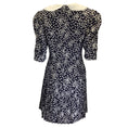 Load image into Gallery viewer, Alessandra Rich Navy Blue / White Lace Trimmed Pearl Buttoned Floral Printed Silk Mini Dress
