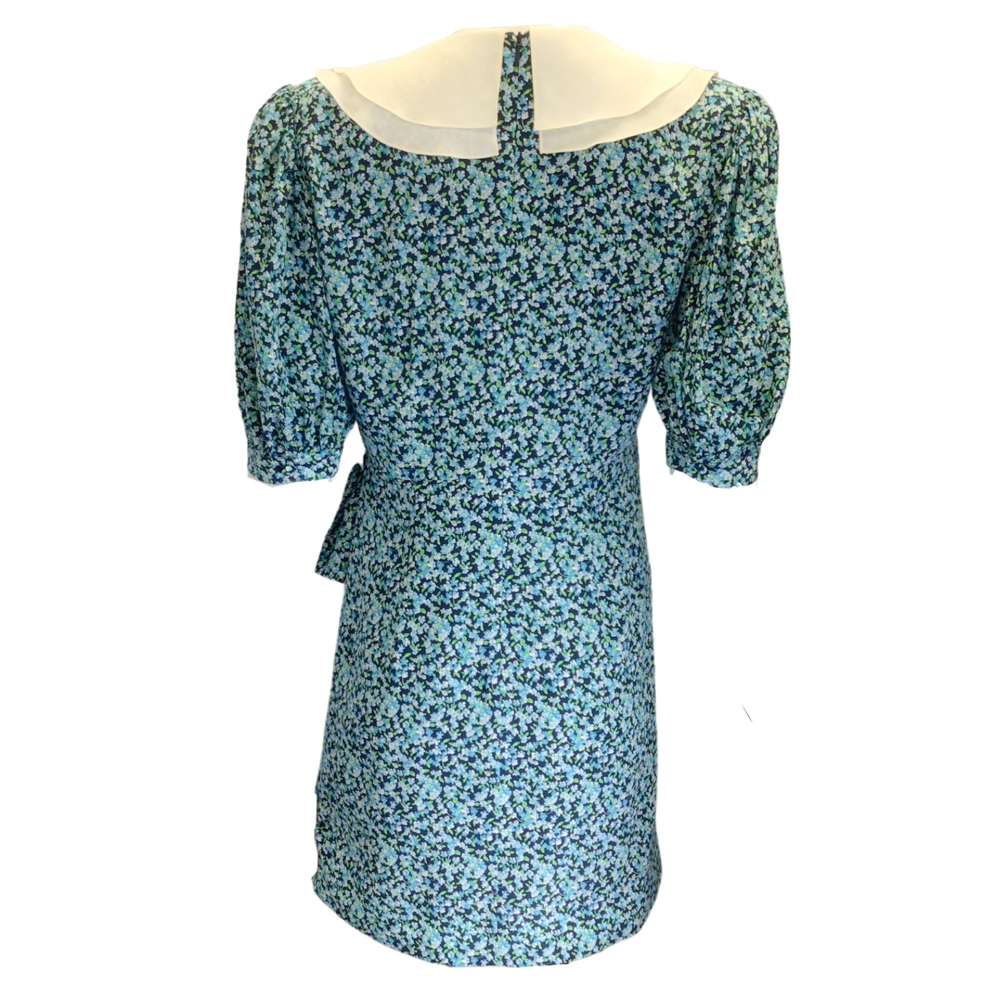 Alessandra Rich Navy Blue Multi Floral Printed Silk Mini Dress
