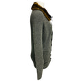 Load image into Gallery viewer, Saint Laurent Grey Faux Fur Collared Camel Hair Knit Cardigan Sweater
