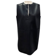 The Row Black Sleeveless Lambskin Leather Dress