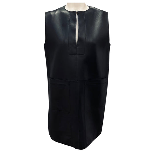The Row Black Sleeveless Lambskin Leather Dress