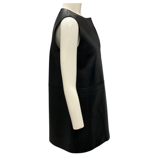 The Row Black Sleeveless Lambskin Leather Dress