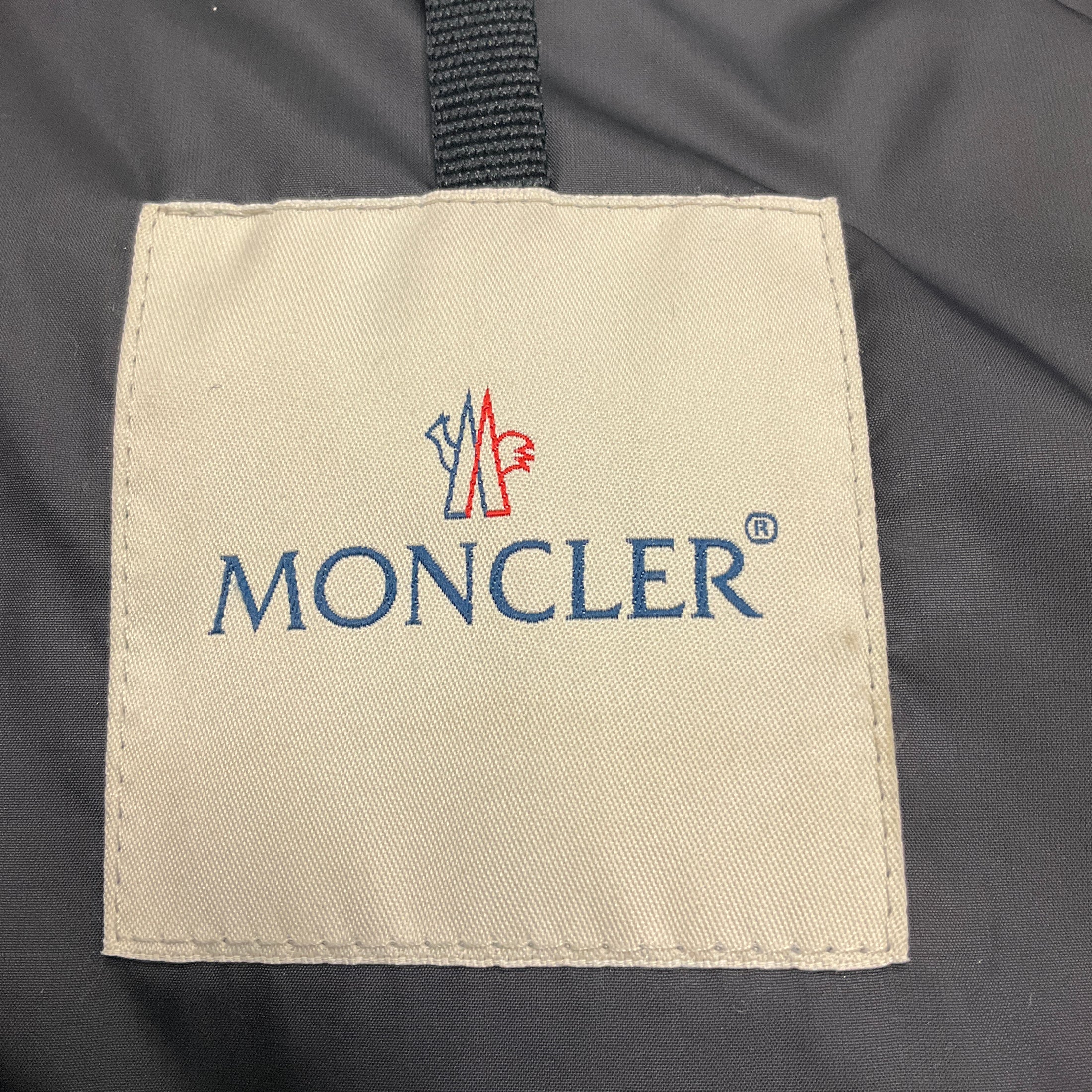 Moncler Navy Vouglans Flounce Hem Down Puffer Coat