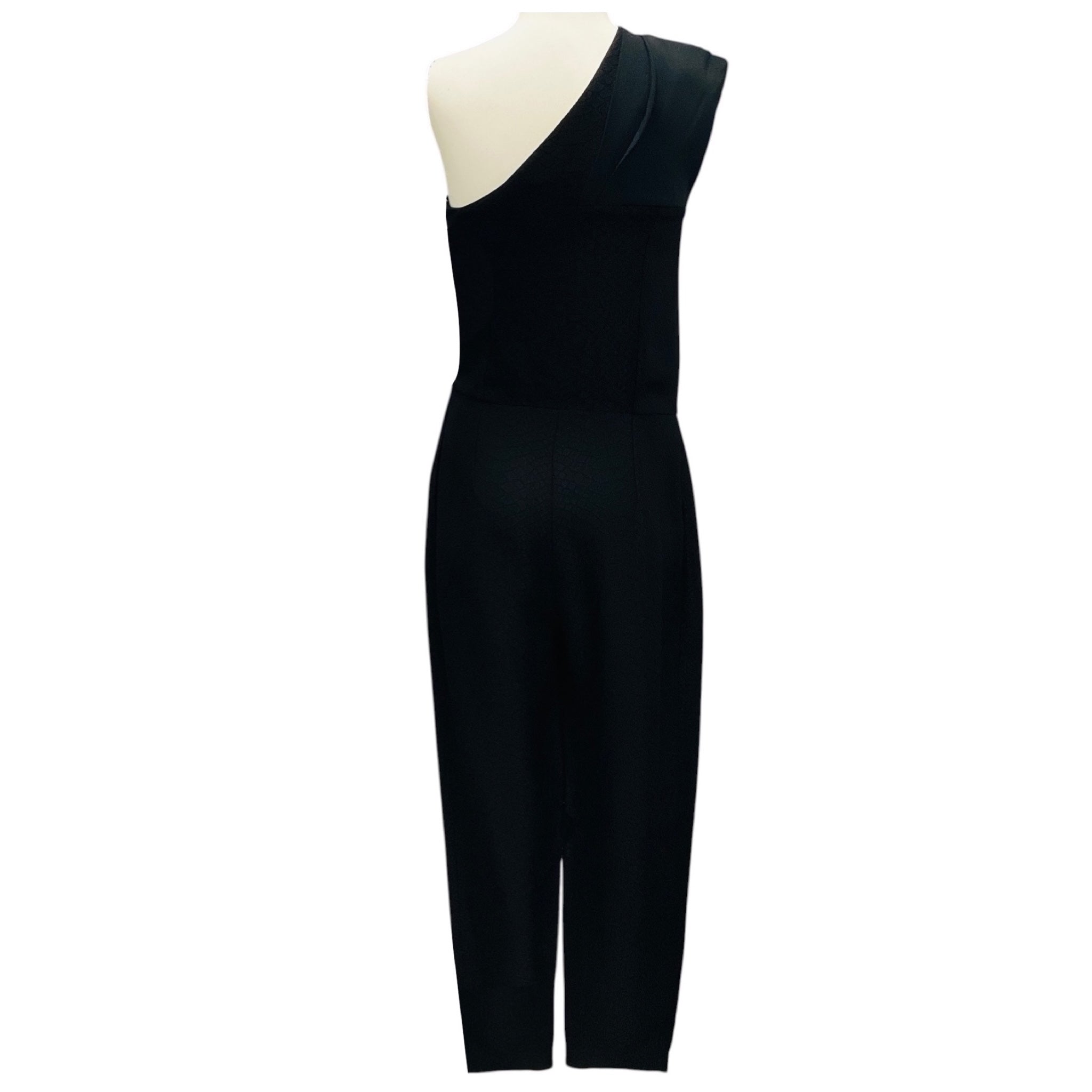 Stella McCartney Black One Shoulder Snake Embossed Jumpsuit