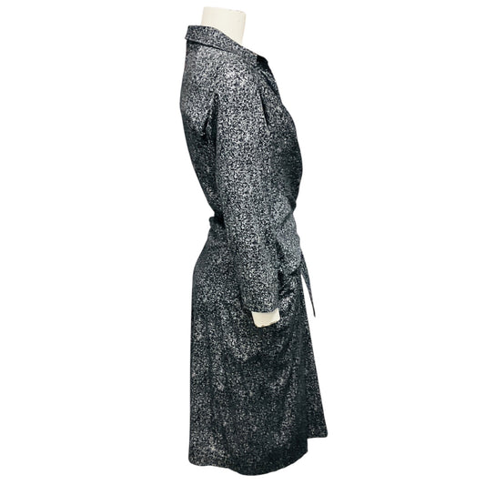 Samantha Sung Black / White Tweed Print Cotton Stretch Wrap Dress