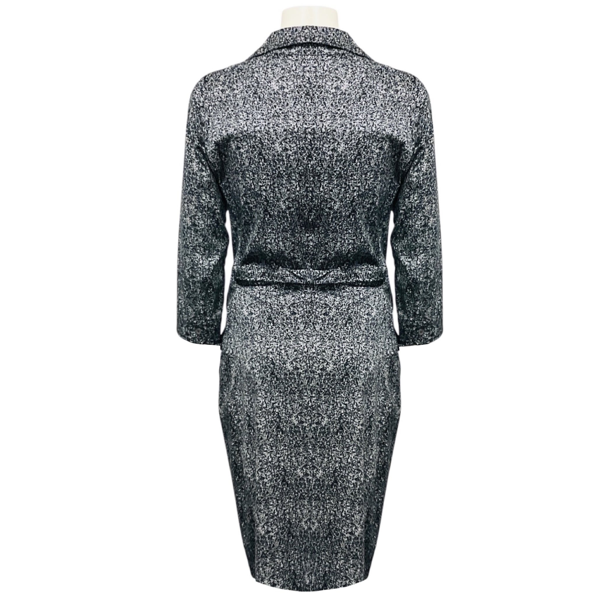 Samantha Sung Black / White Tweed Print Cotton Stretch Wrap Dress