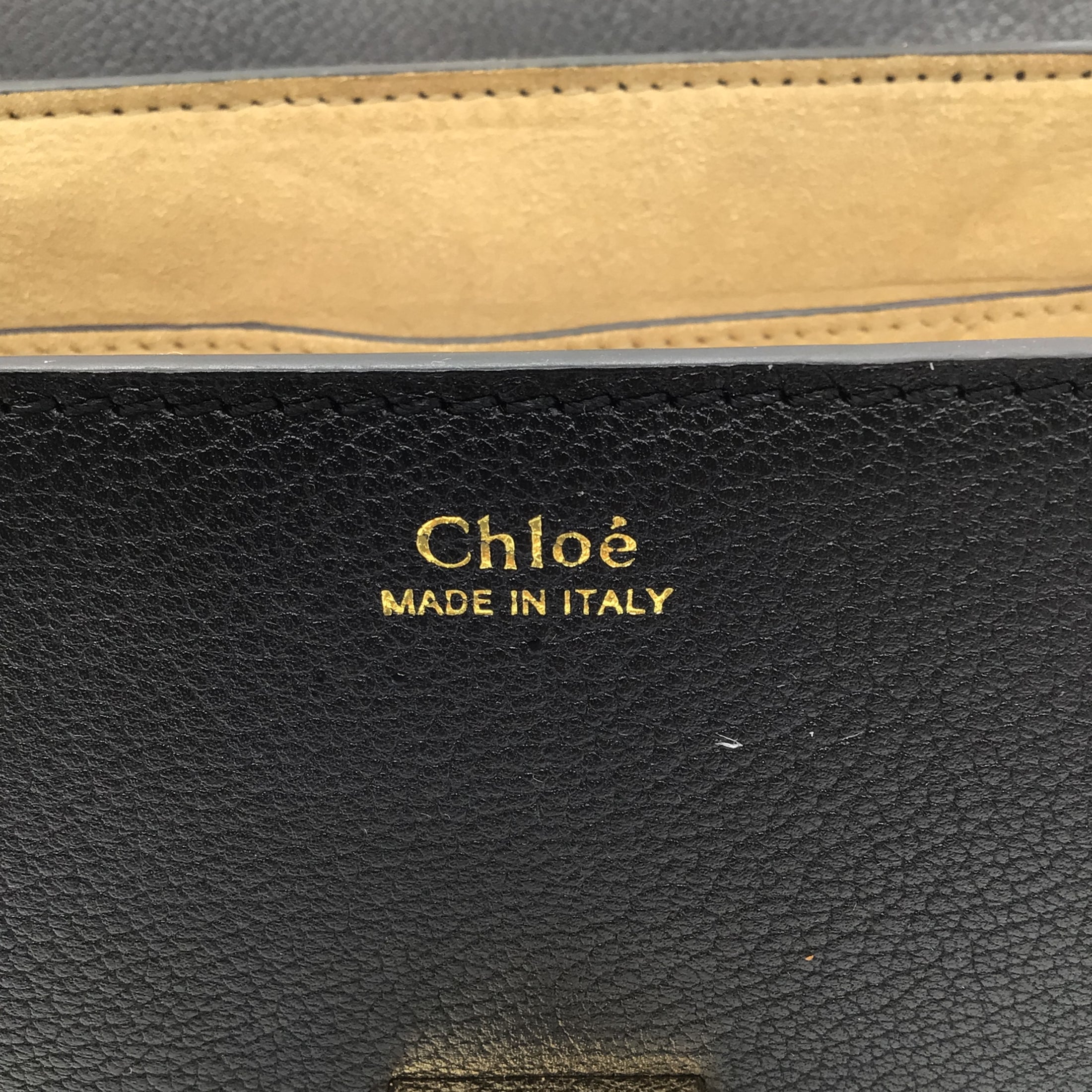 Chloe Drew Black / Gold Chain Strap Grained Leather Shoulder Bag