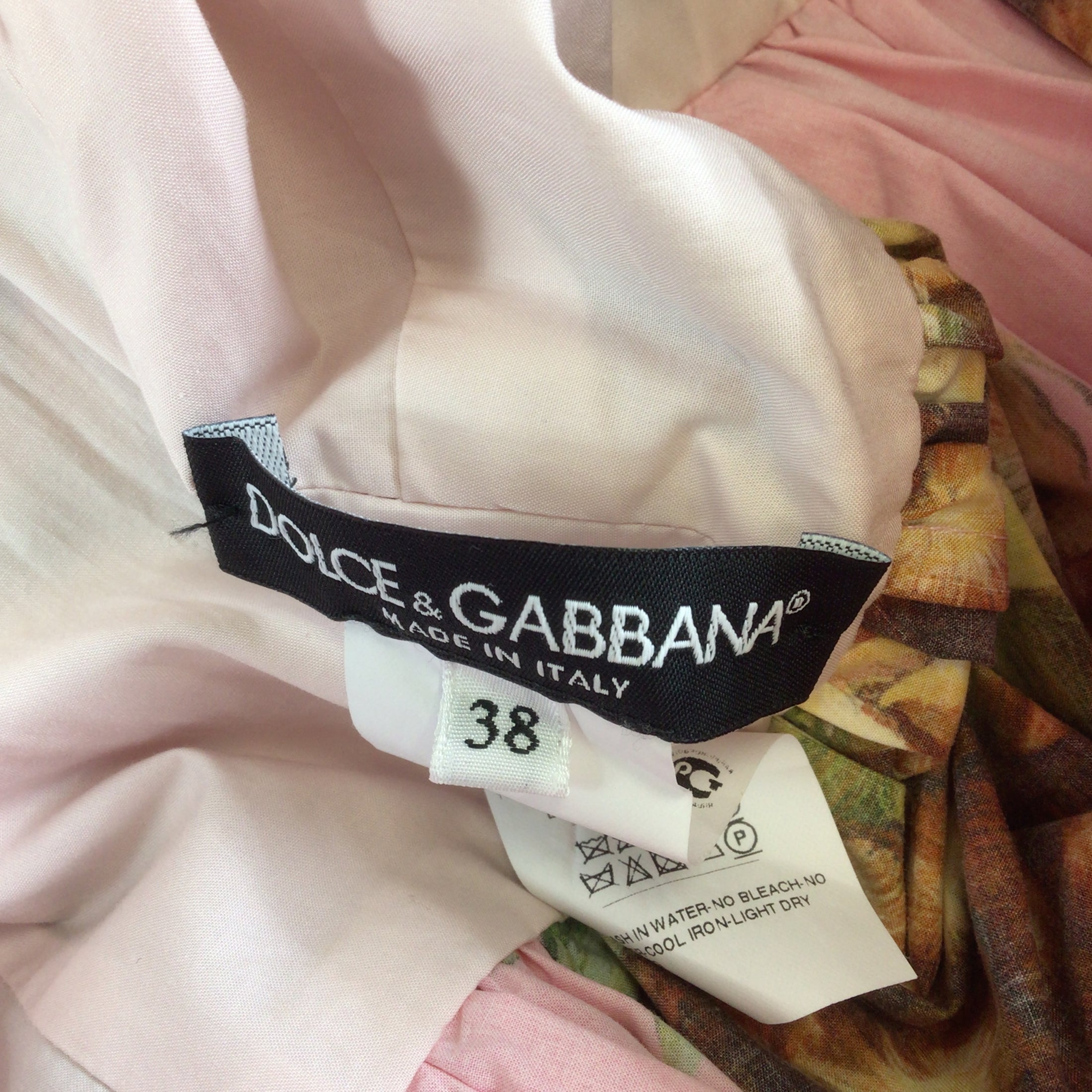 Dolce & Gabbana Pink Multi Pineapple Printed Sleeveless Cotton Dress