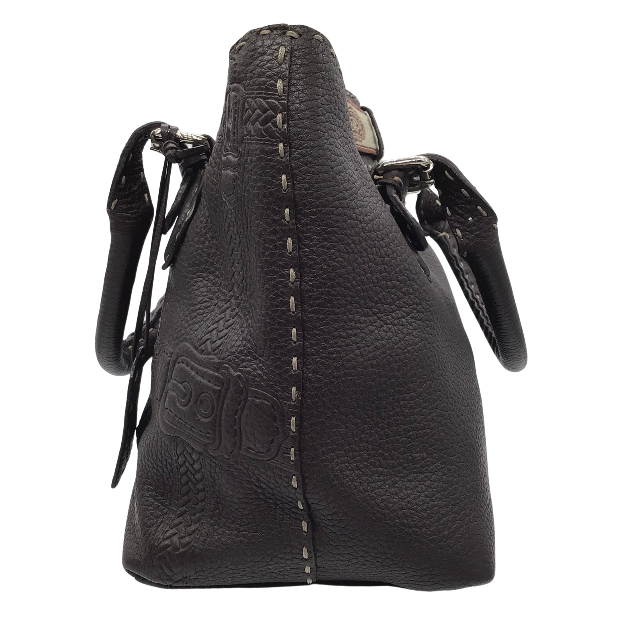 Fendi Brown Selleria Lavorazione A Mano Leather Handbag