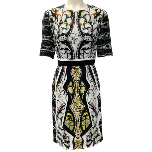 Peter Pilotto Black / White Multi Print Belted Dress
