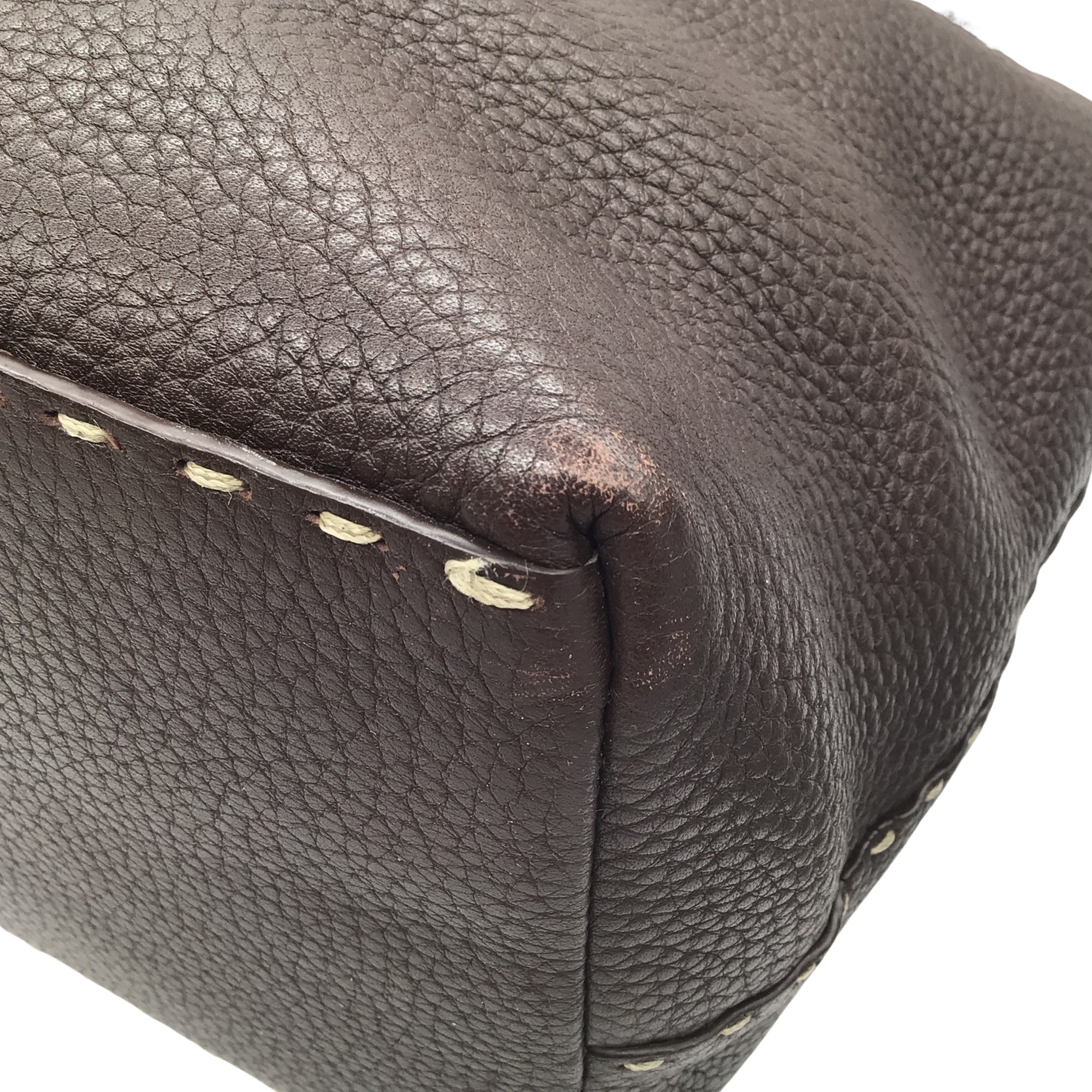 Fendi Brown Selleria Lavorazione A Mano Leather Handbag