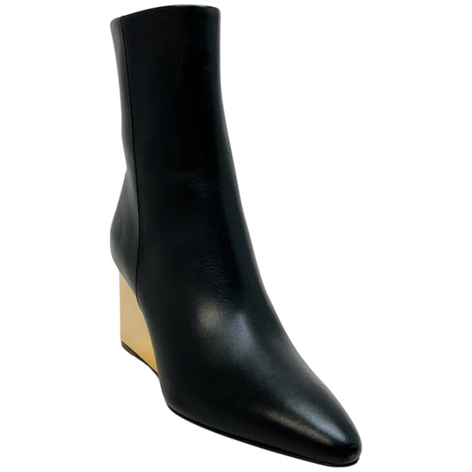 Chloe Black Leather Rebecca Boots with Gold Wedge Heel
