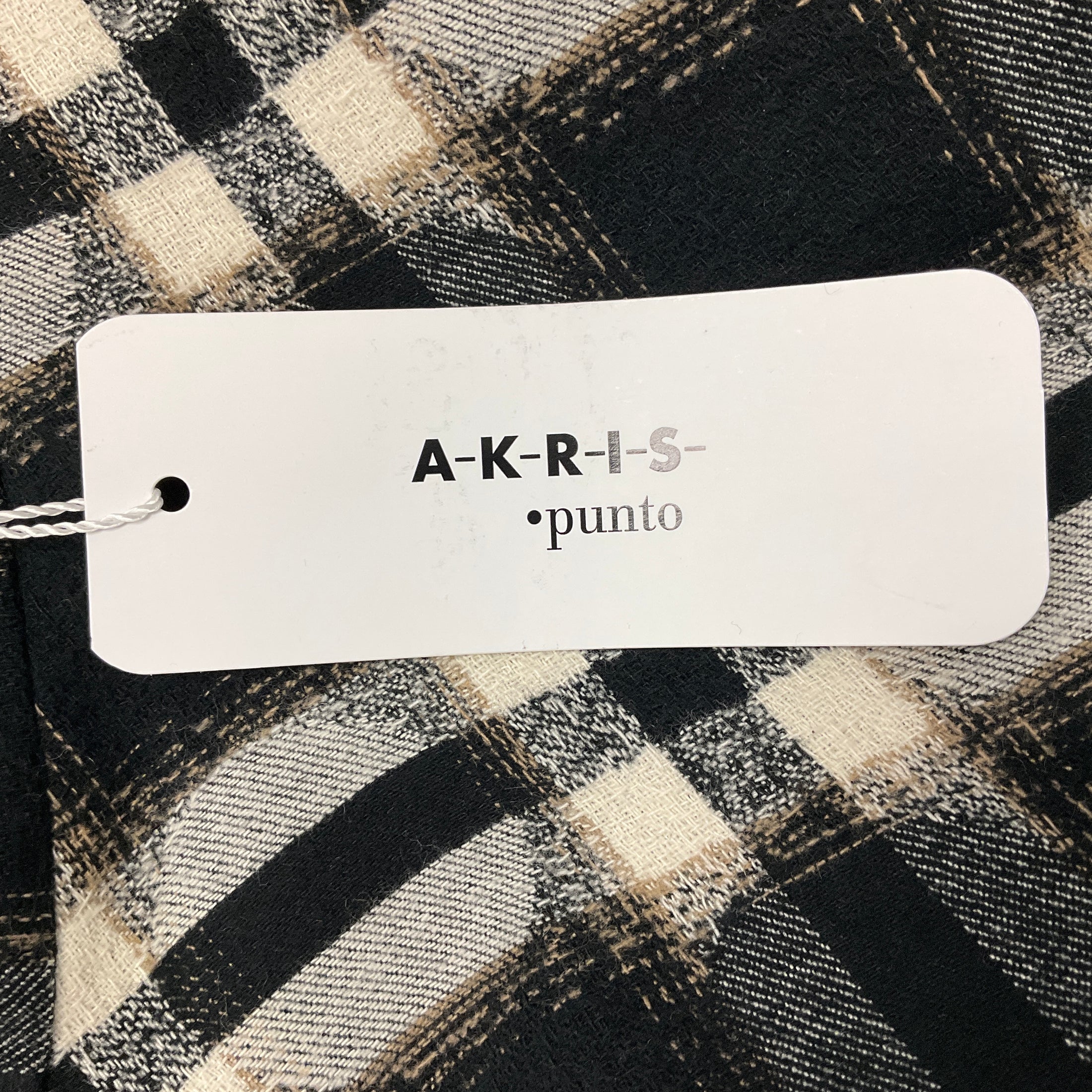 Akris Punto Black / Cream / Camel Plaid Midi Skirt