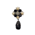 Load image into Gallery viewer, Chanel Black / Cream CC Logo Rhinestone Embellished Strass and Metal Teardrop Brooch
