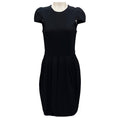 Load image into Gallery viewer, J. Mendel Black Cap Sleeved Stretch Knit Techno Midi Dress
