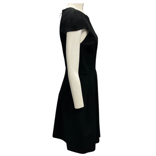 J. Mendel Black Cap Sleeved Stretch Knit Techno Midi Dress